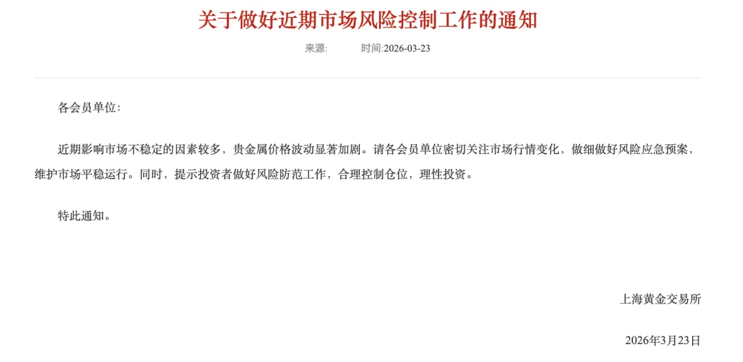 上海黄金交易所最新提示