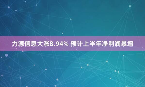 力源信息大涨8.94% 预计上半年净利润暴增