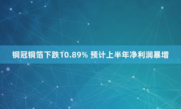 铜冠铜箔下跌10.89% 预计上半年净利润暴增