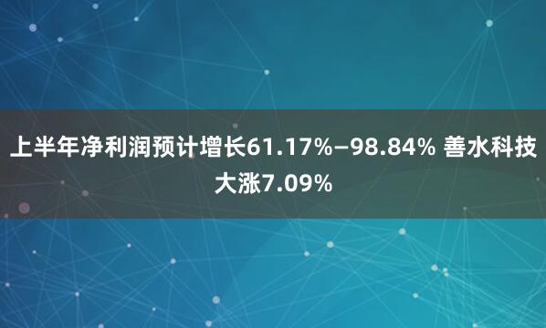 上半年净利润预计增长61.17%—98.84% 善水科技大涨7.09%