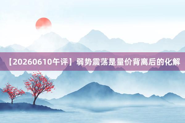 【20260610午评】弱势震荡是量价背离后的化解