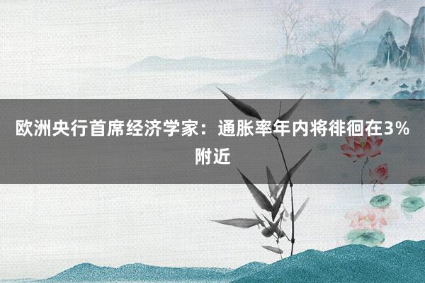 欧洲央行首席经济学家:通胀率年内将徘徊在3%附近
