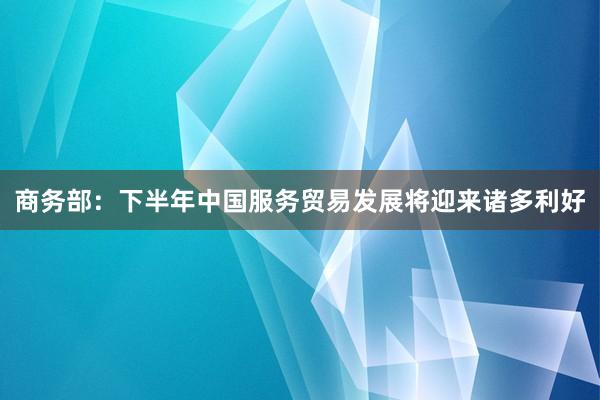 商务部：下半年中国服务贸易发展将迎来诸多利好