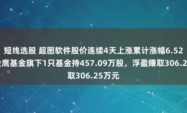 短线选股 超图软件股价连续4天上涨累计涨幅6.52%，金鹰基金旗下1只基金持457.09万股，浮盈赚取306.25万元