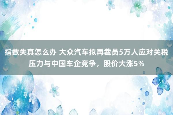 指数失真怎么办 大众汽车拟再裁员5万人应对关税压力与中国车企竞争，股价大涨5%