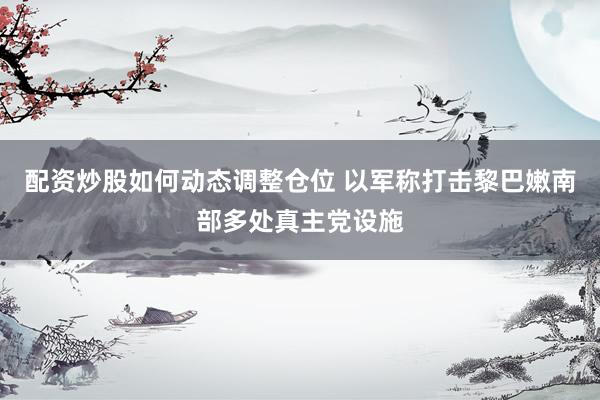 配资炒股如何动态调整仓位 以军称打击黎巴嫩南部多处真主党设施