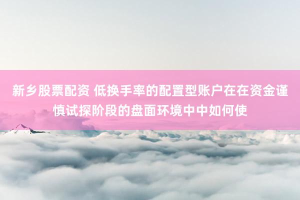 新乡股票配资 低换手率的配置型账户在在资金谨慎试探阶段的盘面环境中中如何使