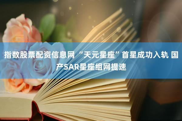 指数股票配资信息网 “天元星座”首星成功入轨 国产SAR星座组网提速
