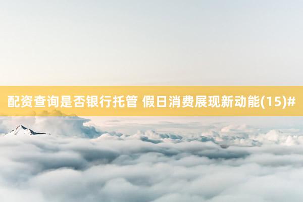 配资查询是否银行托管 假日消费展现新动能(15)#
