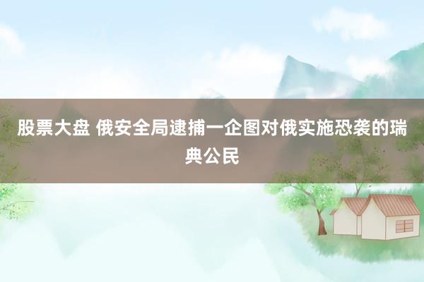 股票大盘 俄安全局逮捕一企图对俄实施恐袭的瑞典公民