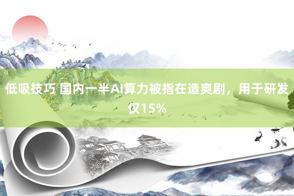 低吸技巧 国内一半AI算力被指在造爽剧，用于研发仅15%